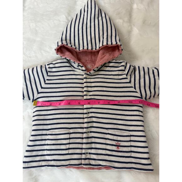 Petit Bateau Gnome Hood Fully Reversible Classic Striped Soft Baby Jacket 12 Mos - Picture 7 of 8